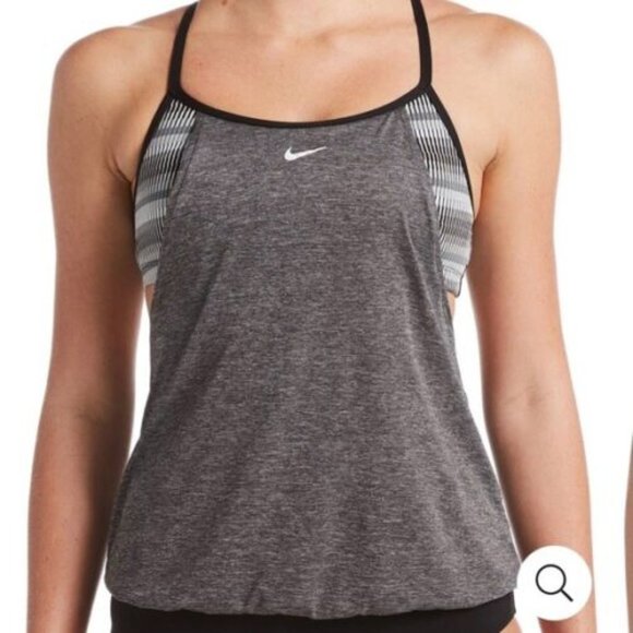 Nike Swim Nike Womens Texture Stripe Layered Tankini Swim Top Greyblack L Xl Nwt J69 Poshmark